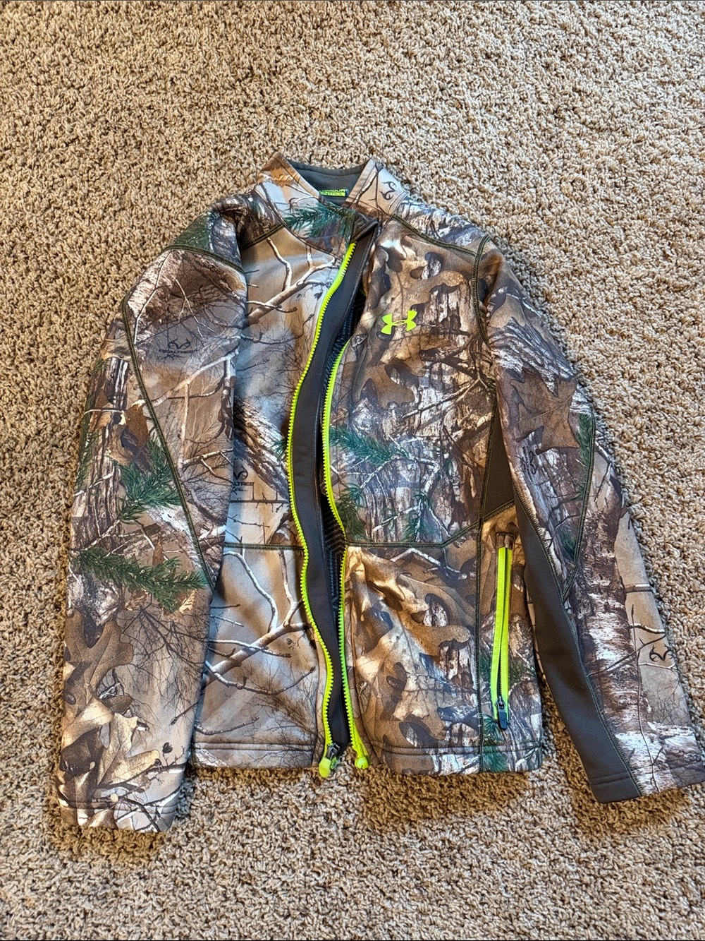 Under Armour Kids' Camo Jacket with Neon Green Accents